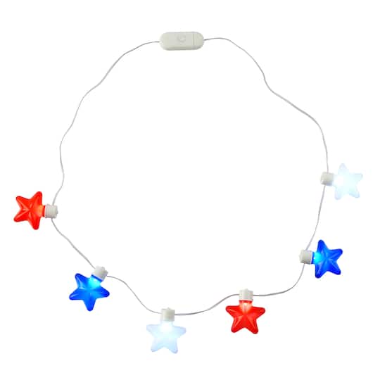 Red, White & Blue Light Up Star Necklace by Celebrate It™